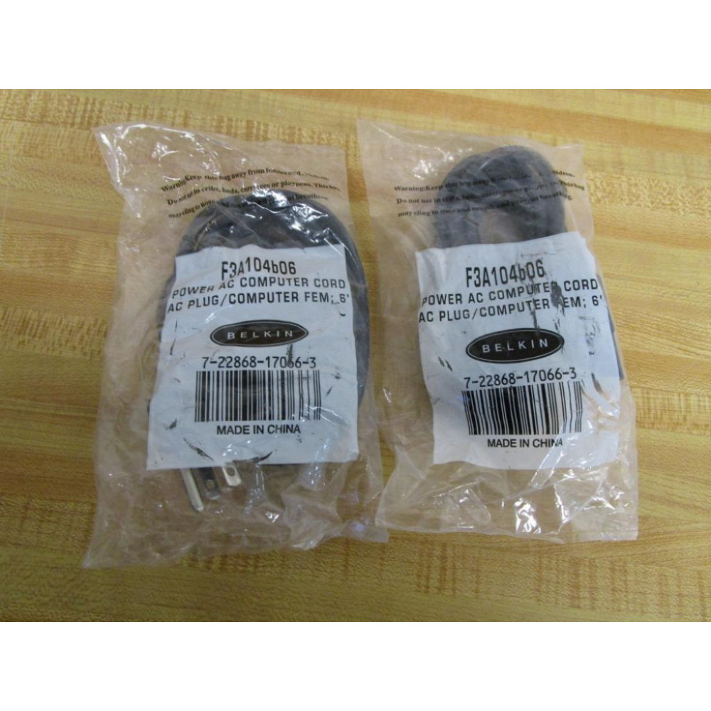 Belkin F3A104b06 Power AC Computer Cord (Pack of 2)