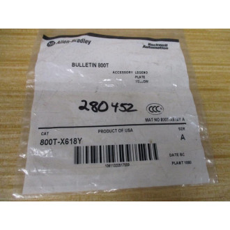 Allen Bradley 800T-X618Y Legend Plate 800TX618Y Ser. A