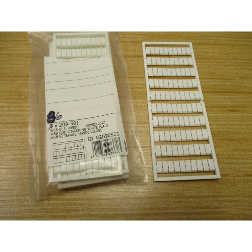 Wago 209-501 Terminal Block Marker Card 02090501 (Pack of 6)