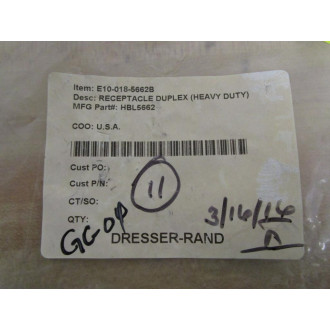Hubbell HBL 5662 Duplex Grounding Outlet 15A 250V (Pack of 2) - New No Box
