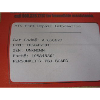 Fincor 105845301-C Personality PB1 Board 105845301 RR07100191 Rev.D - Refurbished