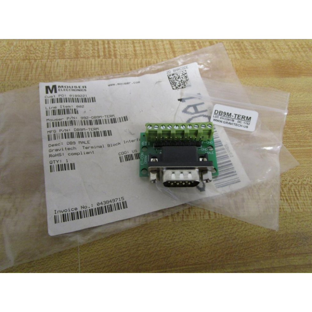 Gravitech DB9M-TERM Terminal Block DB9MTERM