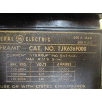 General Electric TJK636F000 Circuit Breaker Frame 300A - Used