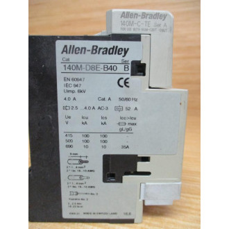 Allen Bradley 140M-D8E-B40 32A Circuit Breaker 140MD8EB40 W140M-C-AFA20 - Used