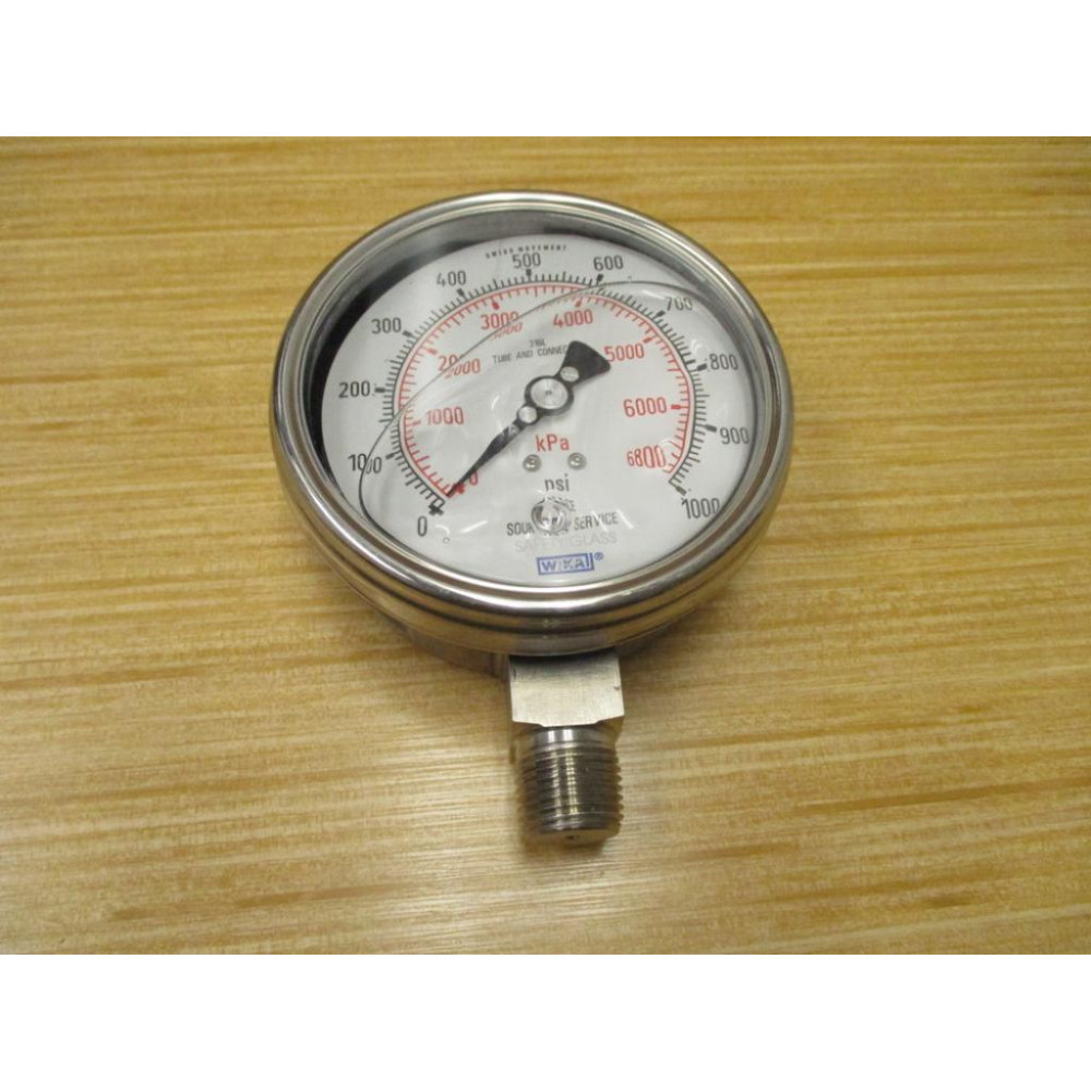 Wika 0-1000 PSI NACE Sour Gas Service Gauge - New No Box Wika 0-1000 PSI NACE Sour Gas Service Gauge - New No Box