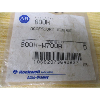 Allen Bradley 800H-W700A Legend Plate 800HW700A Ser. D