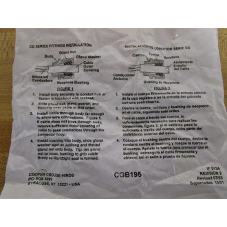 Cooper Crouse-Hinds CGB195 Cable Fitting (Pack of 4)