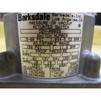 Barksdale D2H-A80SS Pressure Or Vacuum Switch