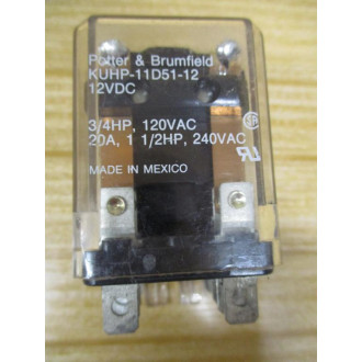 Potter & Brumfield KUHP-11D51-12VDC Relay KUHP-11D51-12 - Used