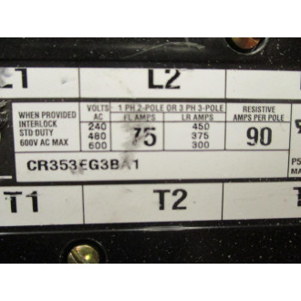 General Electric CR353EG3BA1 Contactor WO Screws - Used
