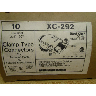 Steel City XC-292 Clamp Type 34" Connectors XC292 (Pack of 10)