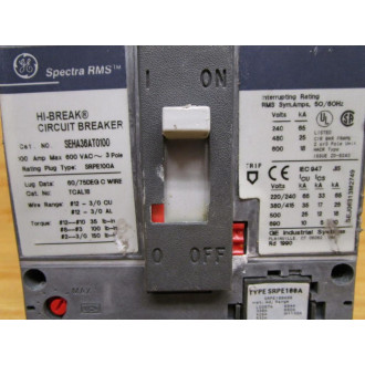 General Electric SEHA36AT0100 100A Circuit Breaker - Used