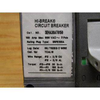General Electric SEHA36AT0150 Spectra RMS 150A Circuit Breaker Aux Switch - Used