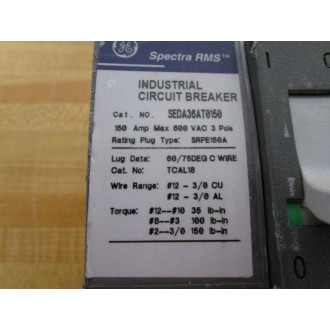 General Electric SEDA36AT0150 150A Circuit Breaker W SAUXPAB1 - Used