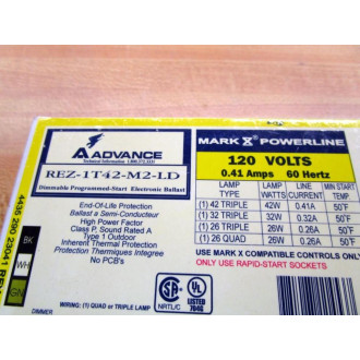 Advance REZ-1T42-M2-LD Ballast REZ1T42M2LD WO Wires - New No Box