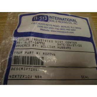 ISP 40X72X10AN Seal R02066
