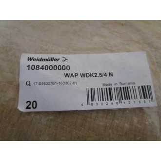 Weidmuller 1084000000 End Plate WAP WDK 2.54 N (Pack of 20)