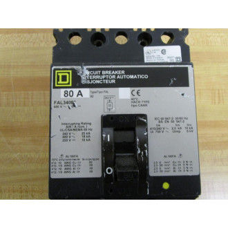 Square D FAL34080 80 A Circuit Breaker - Used