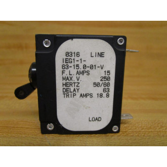 Airpax IEG1-1-63-15.0-01-V Circuit Breaker IEG116315001V