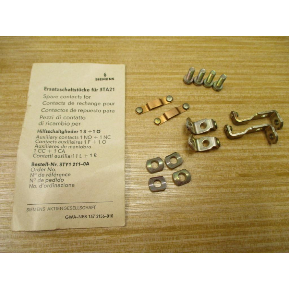 Siemens 3TY1211-0A Contact Kit 3TY12110A - New No Box