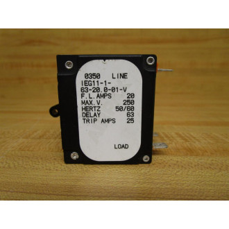Airpax IE11-1-63-20,0-01-V Circuit Breaker IE1116320001V - New No Box