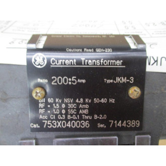 General Electric 753X040036 Current Transformer JKM-3 GE