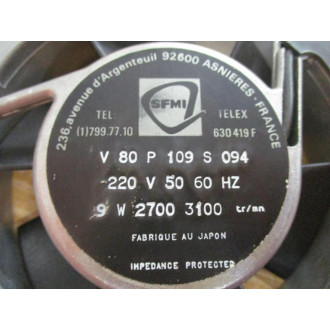 SFMI V 80 P 109 S 094 Axial Fan V80P109S094 Mounted - New No Box