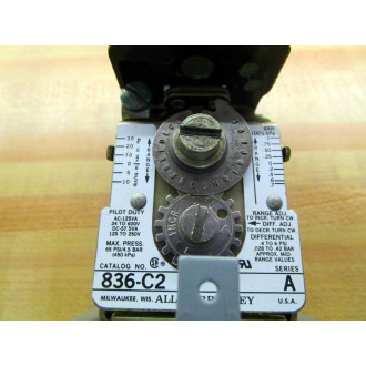 Allen Bradley 836-C2 Pressure Control Switch 836C2 WO Cover - Used