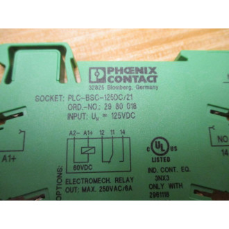 Phoenix Contact PLC-BSC-125DC21 Relay Terminal W Relay 2966621 - New No Box