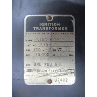 Jefferson Electric 638-171 Ignition Transformer 638171 - New No Box