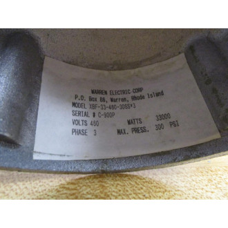 Warren Electric XBF-33-460-30SS*3 Electric Immersion Heater XBF3346030SS3