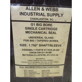 Hose & Equipment G1-VCR-28-BB Allen & Webb Mechanical Seal G1VCR28BB