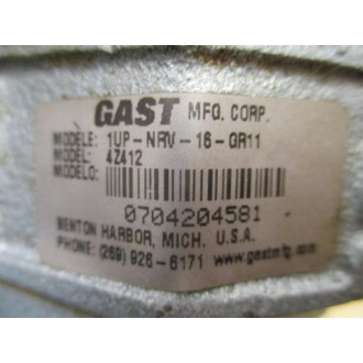 Gast 1UP-NRV-16-GR11 Air Gear Motor 4Z412 - Used