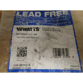 Watts RK 009M3-VT 34 Total Relief Valve Repair Kit 0888524