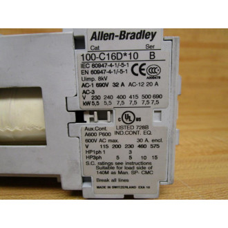 Allen Bradley 100-C16DJ10 Contactor 100C16DJ10