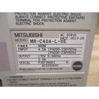 Mitsubishi MR-C40A-L-UE AC Servo Amplifier MRC40ALUE