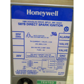 Honeywell S87B Direct Spark Ignition 97-2456 Rev. F - Used