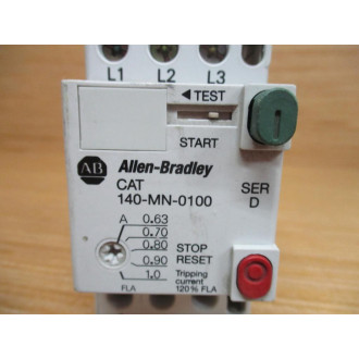 Allen Bradley 140-MN-0100 Motor Starter 140MN0100 Ser. D, 0.63-1.0A - New No Box