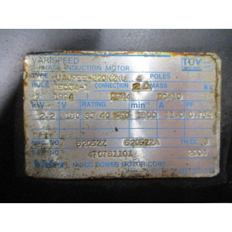 Nidec UAJPEE-22DK2KU Induction Motor UAJPEE22DK2KU - Used