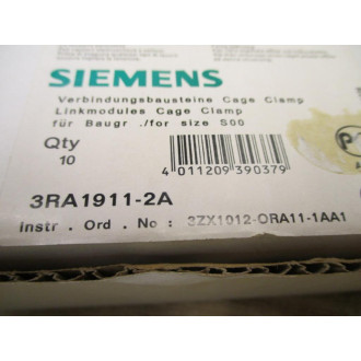 Siemens 3RA1911-2A Link Module Cage Clamp 3RA19112A (Pack of 10)
