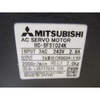 Mitsubishi HC-SFS1024K Servo Motor HCSFS1024K