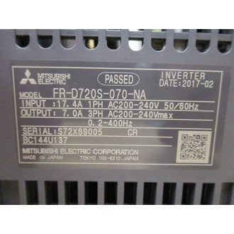 Mitsubishi FR-D720S-070-NA Electric Inverter FR-F720SPJ-1.5K-HF