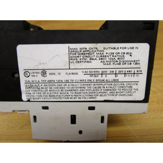 Siemens 3RV1011-1JA10 Motor Starter 3RV10111JA10 - Used
