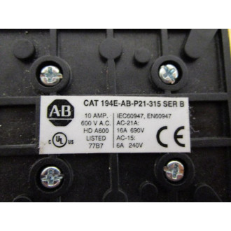 Allen Bradley 194E-B250-1753S Load Switch 194EB2501753S - Used