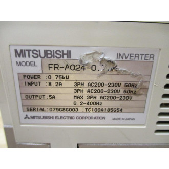 Mitsubishi FR-A024-0.75K Inverter FREQROL-A024 - Used