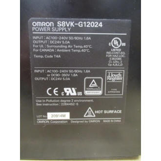 Omron S8VK-G12024 Power Supply S8VKG12024 - New No Box