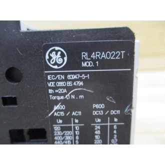 General Electric RL4RA022TJ Contactor Relay RL4RA022T - Used