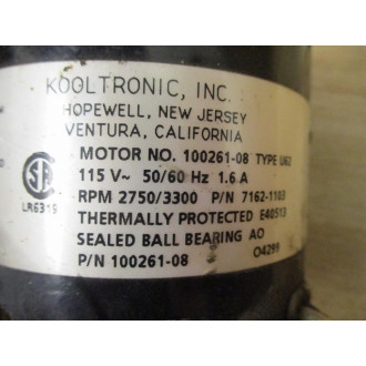 Kooltronic 100261-08 Motor 7162-1103 - Used