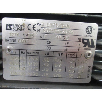 Leroy Somer 3LS71T-A Motor 605553-2006 - Used