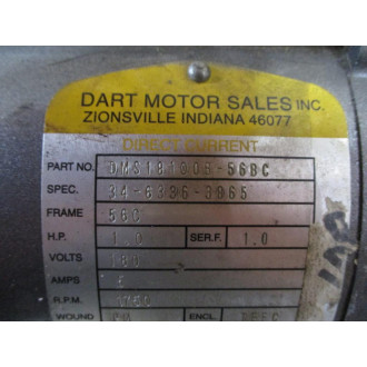 Dart Motors DMS18100B-56BC Baldor Direct Current Motor 34-6336-3865 - Used